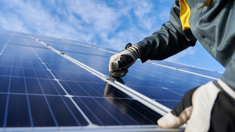 Solar panels being installed